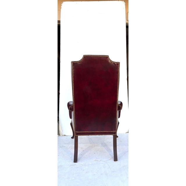 Georgian Style Leather Wingback Chair For Sale - Image 4 of 5