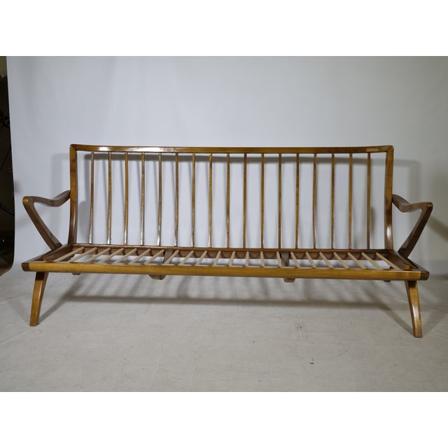 Wood Mid-Century Modern Three-Seater Wooden Sofa by Guglielmo Ulrich, Italy, 1950s For Sale - Image 7 of 11
