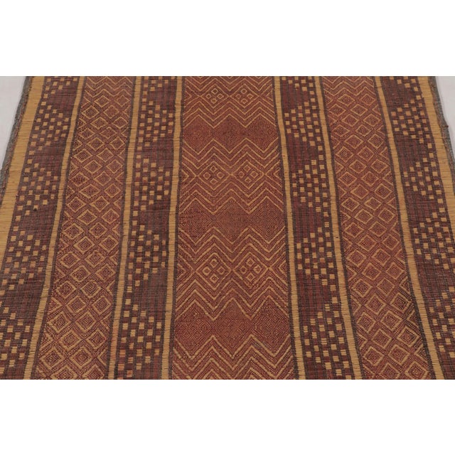 Rug & Kilim Vintage Tuareg Mat, Rich Burgundy With Tribal Geometric Patterns - Rug & Kilim For Sale - Image 4 of 10