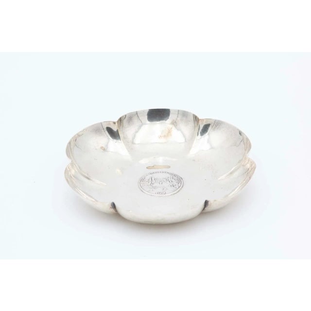 Flower-Shaped Silver Fruit Bowl with Swiss Coin For Sale - Image 3 of 3