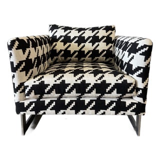 1970’s Milo Baughman Floating Cube Lounge Chair With New Upholstery For Sale