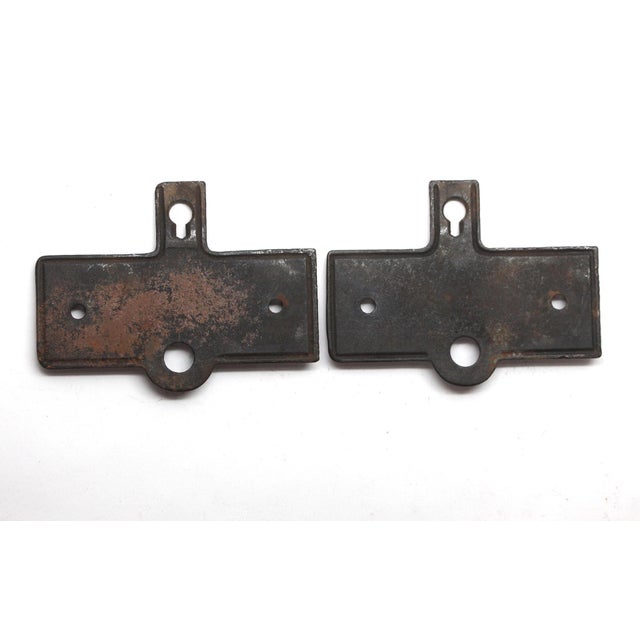 Antique Pair of 3 In. Victorian Cast Iron Door Back Plates For Sale - Image 4 of 4