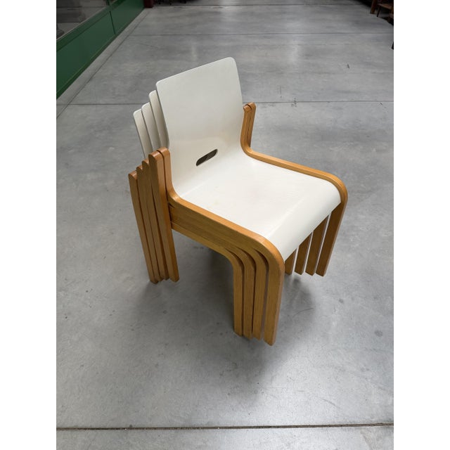 Vintage Nordic Lacquered Wooden Chairs, 1970s, Set of 4 For Sale - Image 4 of 11