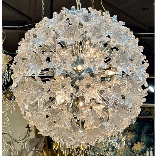 Metal Vintage Italian Murano Glass Sputnik Chandelier For Sale - Image 7 of 7