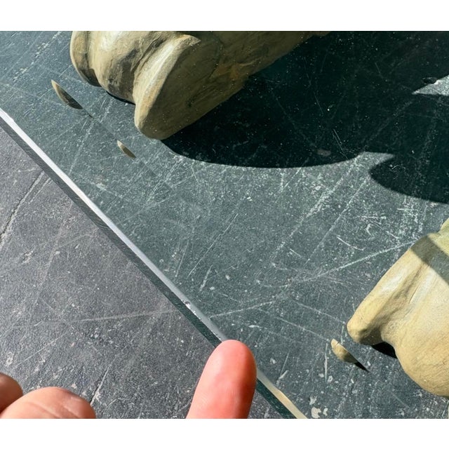 Double Rams Head Glass Coffee Table For Sale - Image 10 of 13
