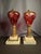 Antique Matched Pair Victorian Cranberry Cut Clear Whale Oil Lamps Glass 1850s For Sale - Image 14 of 16
