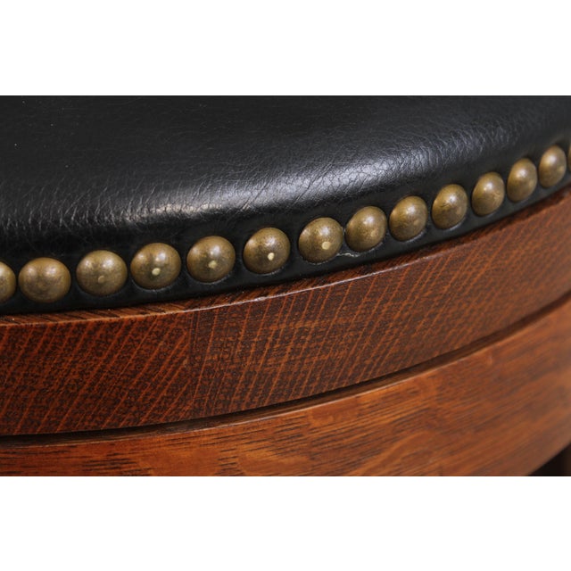 Wood Set of 3 Stickley Mission Oak Counter Bar Stools For Sale - Image 7 of 14