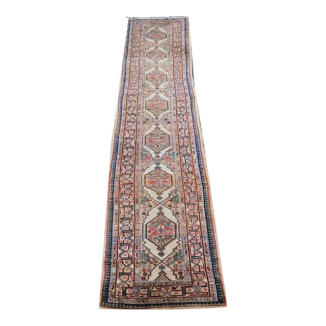 A Sensational Antique 19;' Long Persian Bibikabad Camel Hair Hallway Runner Rug For Sale