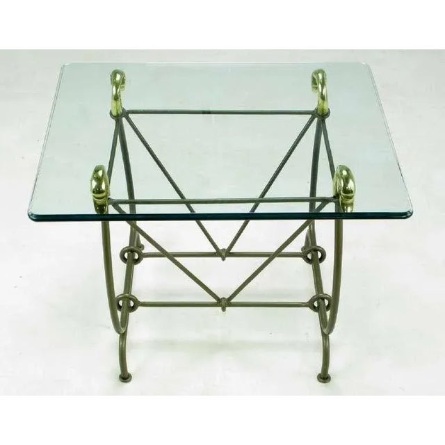Iron End Table Surmounted by Cast Brass Swans & Glass Top For Sale - Image 4 of 6