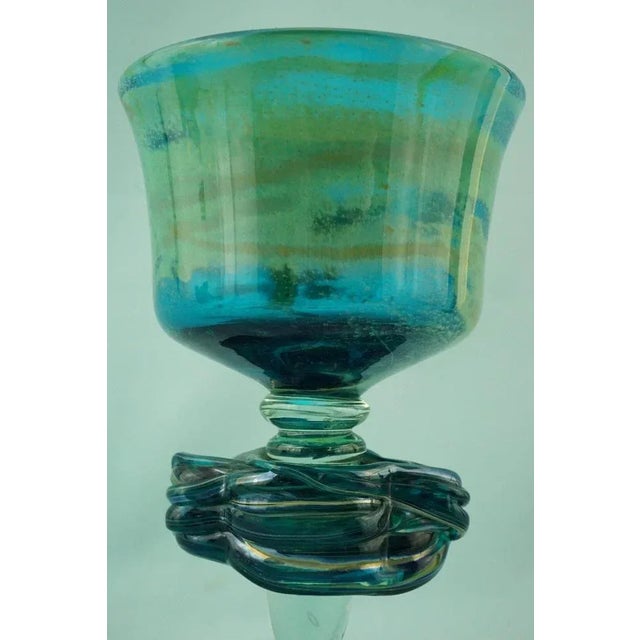 20th Century Modern Blown Glass Chalice Vase by Michael Harris for the Mdina Glass Factory, Malta, 1970s For Sale - Image 13 of 18