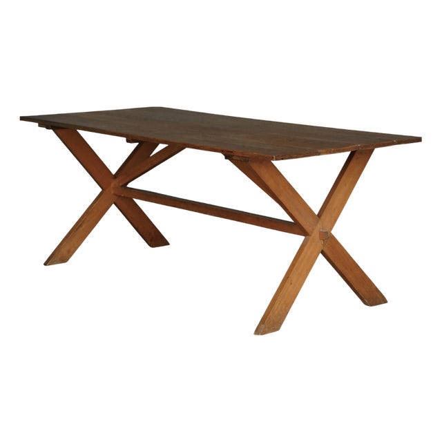 Rustic Farmhouse Dining Table in Cherry and Oak, 1940s For Sale