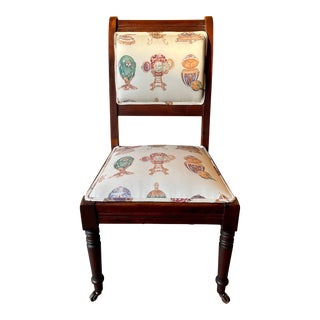 Antique Accent Chair With Faberge Upholstery For Sale