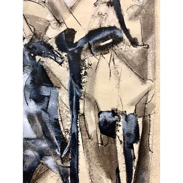 1950s 1950s "Abstract #4" Ink and Gouache Painting Univ of Paris For Sale - Image 5 of 9