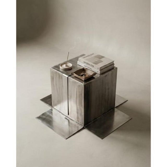 Shipping Box Coffee Table in Stainless Steel by Metalmorphosis Studio For Sale - Image 4 of 8