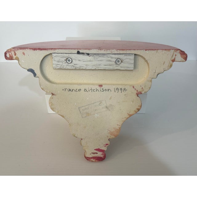 Signed Nance Aitchison 1998 Hand Painted Tuscan Wall Shelf Bracket For Sale - Image 11 of 12