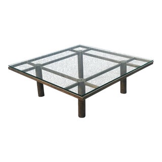 Patina Brass Mid Century “Andre” Coffee Table in Style of Tobia Scarpa for Gavina For Sale