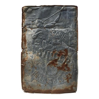 C 1920 XL Galvanized Trade Sign From the Singer Sewing Company With Trumpeting Female Figure For Sale