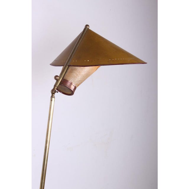 Metal Italian Brass Conical Floor Lamp attributed to Stilnovo, 1950s For Sale - Image 7 of 18