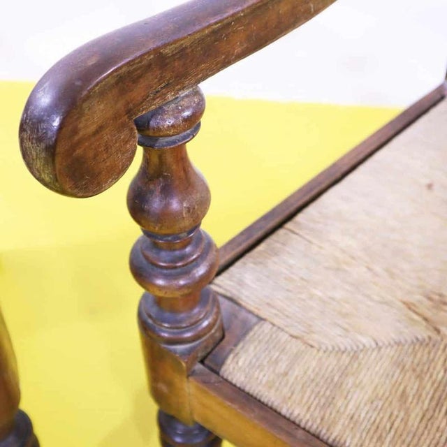 Vintage Wooden Armchairs with Woven Seats, Set of 2 For Sale - Image 6 of 14