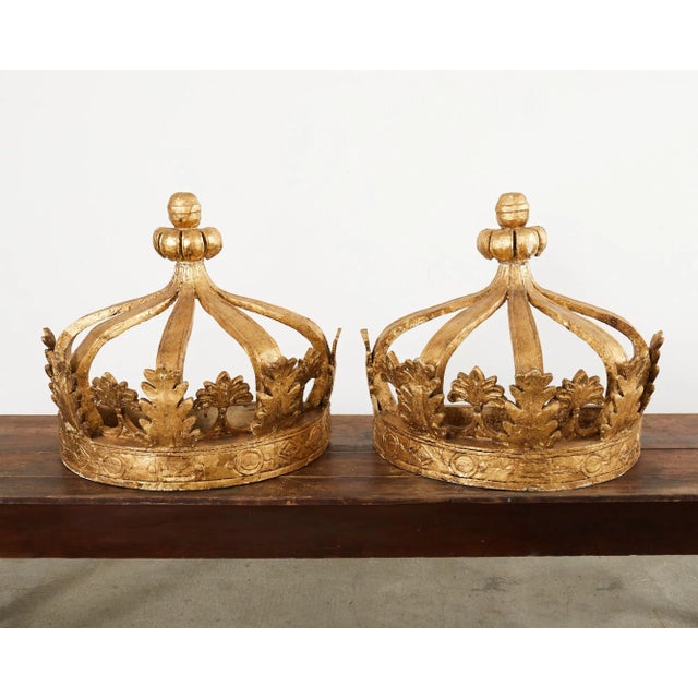 Baroque 19th Century Pair of Italian Baroque Style Giltwood Bed Coronas For Sale - Image 3 of 12