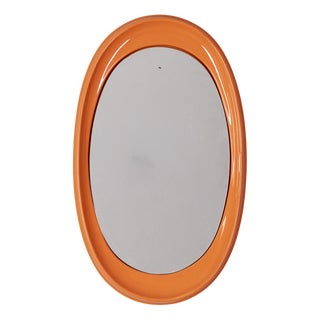 Italian Orange Plastic Wall Mirror, 1970s For Sale