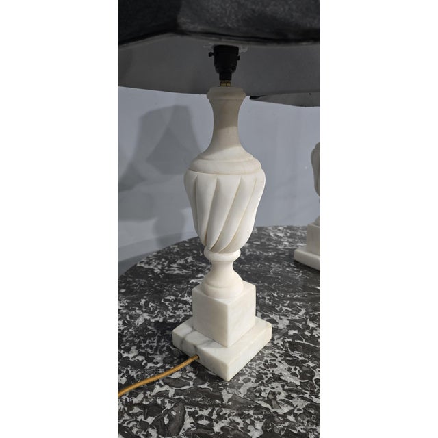 White Marble Table Lamps, 1920, Set of 2 For Sale - Image 8 of 11