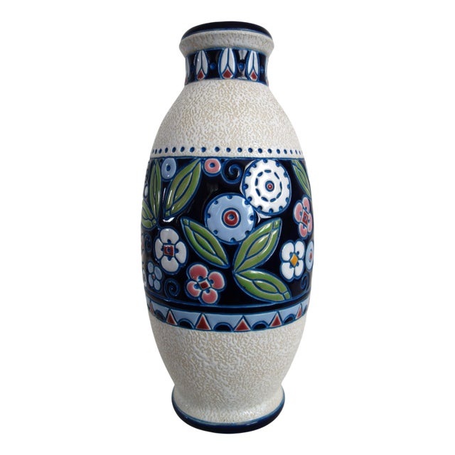 Art Deco Glazed Ceramic Vase with Birds by Amphora, 1920 For Sale