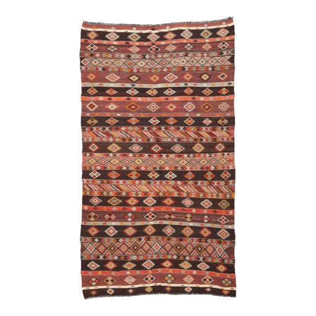 Embroidered Vintage Kilim Rug For Sale