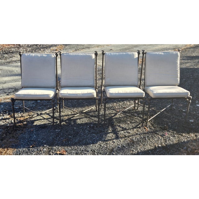 Restoration Hardware Wrought Iron Patio Catalina Chairs Set of 4 Beautifully designed Chairs made of heavy duty wrought...