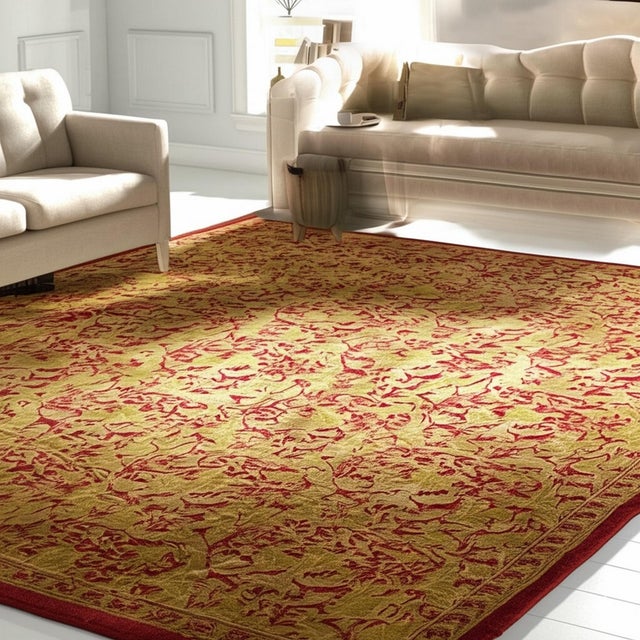 Textile 8x10 Celia Unique Ivory Floral Guard Stripe Modern Hand Knotted Afghan Wool Rug For Sale - Image 7 of 7