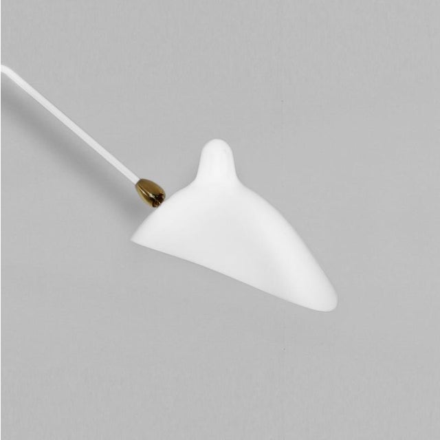 Modern White Two Rotating Straight-Curved Arms Wall Lamp by Serge Mouille For Sale - Image 4 of 9