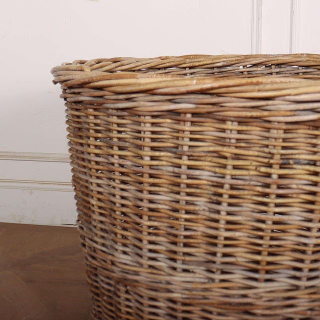 Vintage English Wicker Log Basket, 1930s For Sale - Image 3 of 6