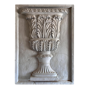 Large Vintage Architectural Bas-Relief Wall Plaque With Classic Neoclassical Urn/Vase Motif