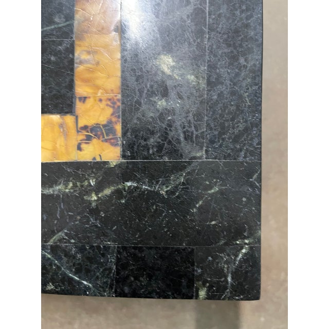 Vintage Faux Tiled Marble Top Square Coffee Table For Sale - Image 12 of 16