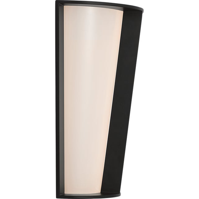 Modern Barbara Barry for Visual Comfort Signature Phinn 12" Tapered Sconce in Modern Iron with White Glass For Sale - Image 3 of 9