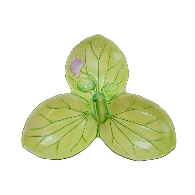 Shabby Chic Vietri Water Garden 3 Section Relish Tray For Sale - Image 3 of 8