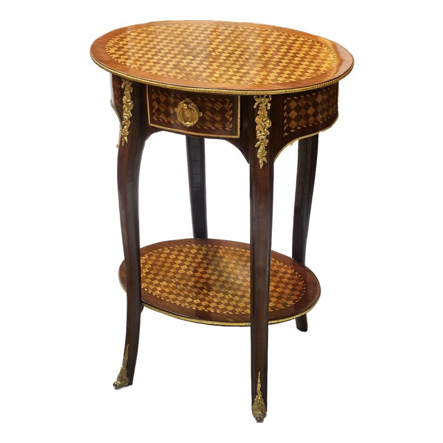 Copper Royale – French-Inspired Side Table With Warm Metallic Finish & Ornate Gold Leaf Embellishments For Sale