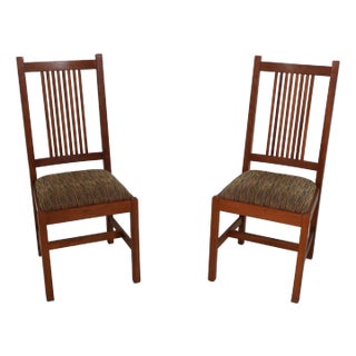 Pair of Stickley Mission Cherry Side Dining Chairs For Sale