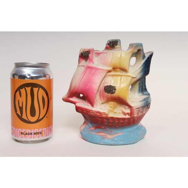 1950s Vintage Painted Chalkware Carnival Chalk Clipper Ship Sculpture / Figurine For Sale - Image 5 of 11