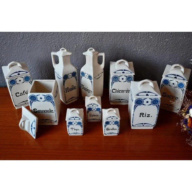 French Art Nouveau Spice Jars, 1890s, Set of 9 For Sale - Image 5 of 12