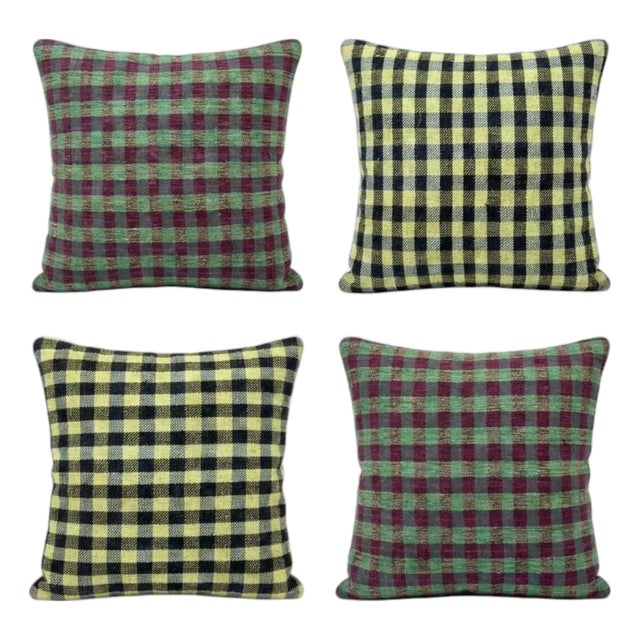 Anatolian Kilim Pillow Cover 16'' X 16'' - Set of Four For Sale