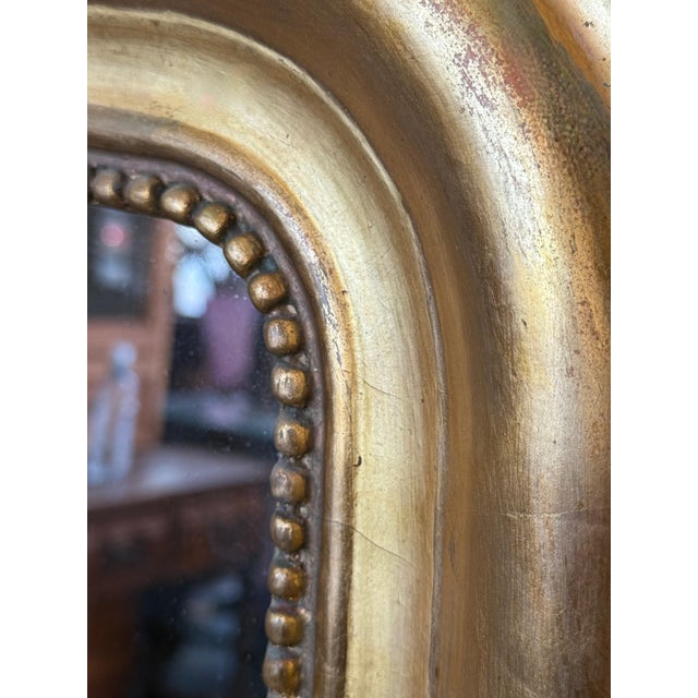 French 19th Century Large Vertical Gold Gilt Mirror with Floral crest For Sale - Image 14 of 18