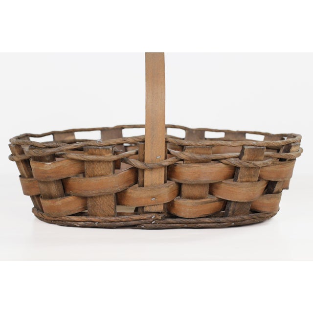 Handwoven Oval Splint Gathering Basket With Hard Wood Base For Sale - Image 10 of 13