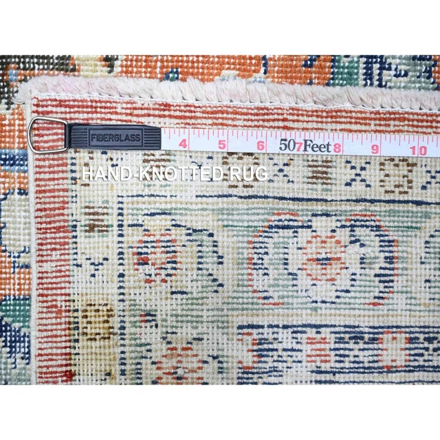1960 12'2"x15'2" Orange Pure Wool Hand Knotted Vintage Tabriz Oversized Oriental Rug For Sale - Image 4 of 12
