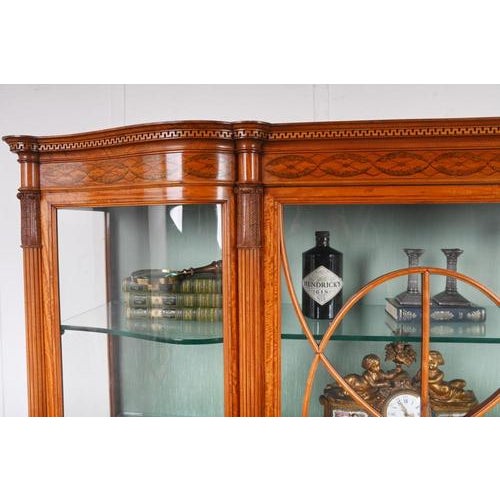 Victorian Satinwood Inlaid Display Cabinet, 1880s For Sale - Image 3 of 16