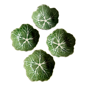 Mid 20th Century Bordallo Pinheiro Majolica Cabbage Leaf Bowls – Set of 4