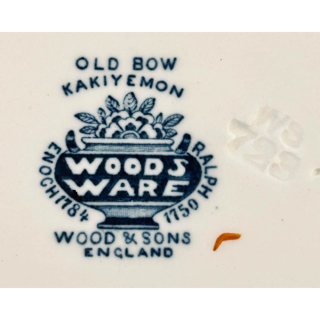 Japanese Old Bow Blue Pattern "Kakiyemon” by Wood & Sons Blue and White, Set 6 For Sale - Image 3 of 4