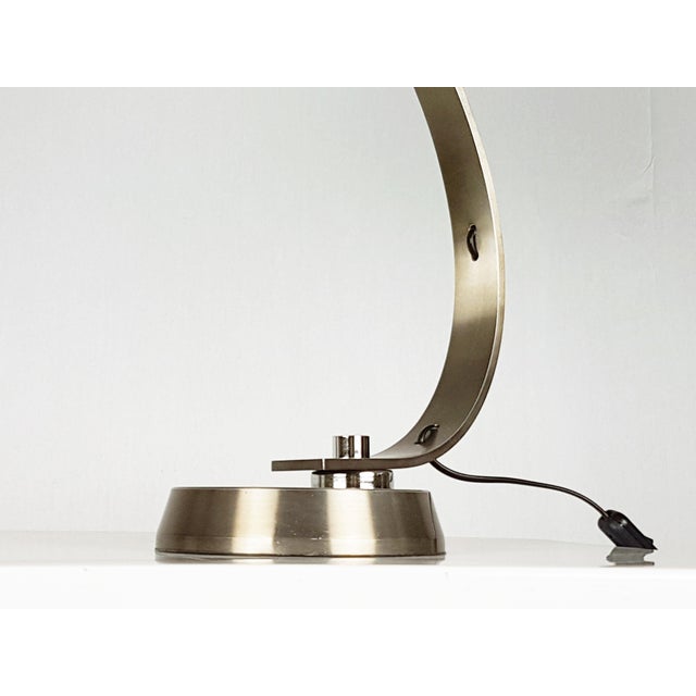 Italian White and Anodized Bronze Metal Table Lamp, 1960s For Sale - Image 4 of 10