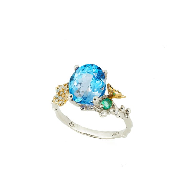 Sky Blue Blue Topaz Cocktail Ring in 14k Gold Size 6.75 (All Sizes Available) For Sale - Image 8 of 8