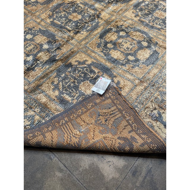 Tan Early 1900s Antique Spanish Rug With Repeating Medallion Grid Pattern For Sale - Image 8 of 8
